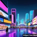 가상 부동산 투자에서의 경제적 이점 - A vibrant virtual cityscape in a futuristic metaverse platform, showcasing diverse digital land parc...
