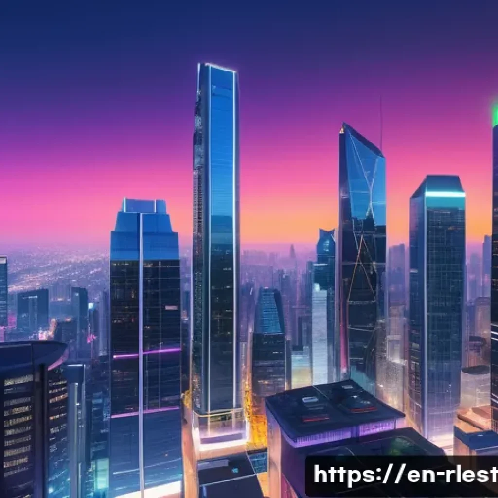 가상 부동산 투자자들이 겪는 일반적인 문제 - A futuristic digital cityscape representing virtual real estate platforms, featuring diverse virtual...