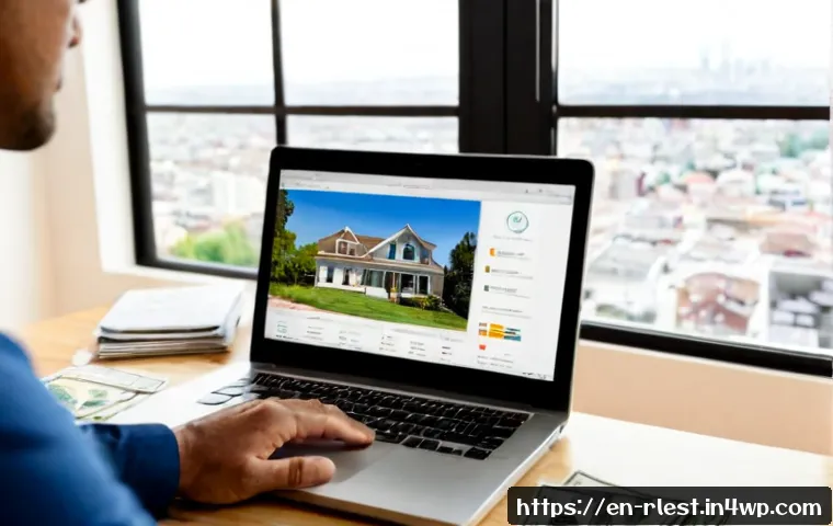 가상 부동산 투자에 대한 일반적인 오해 - Photorealistic home office scene illustrating virtual real estate investment misconceptions: a middl...